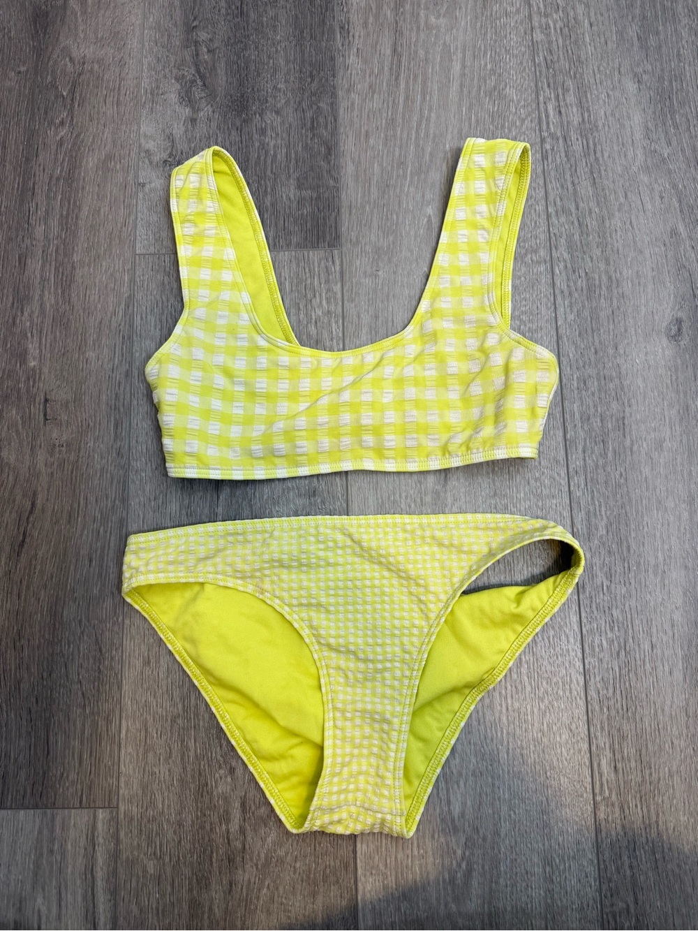 Roxy Yellow Gingham Scoop Bikini Set size small / medium